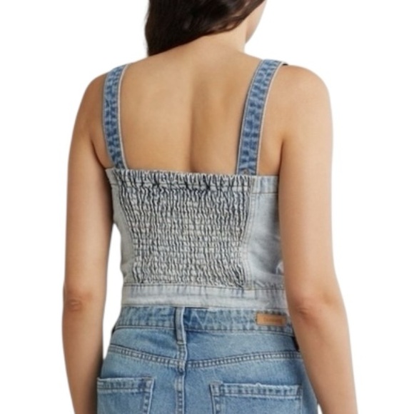 BLANKNYC Blank NYC Call Back Denim Bustier Tank Top Shirt Sz L Concert Festival - Picture 2 of 8